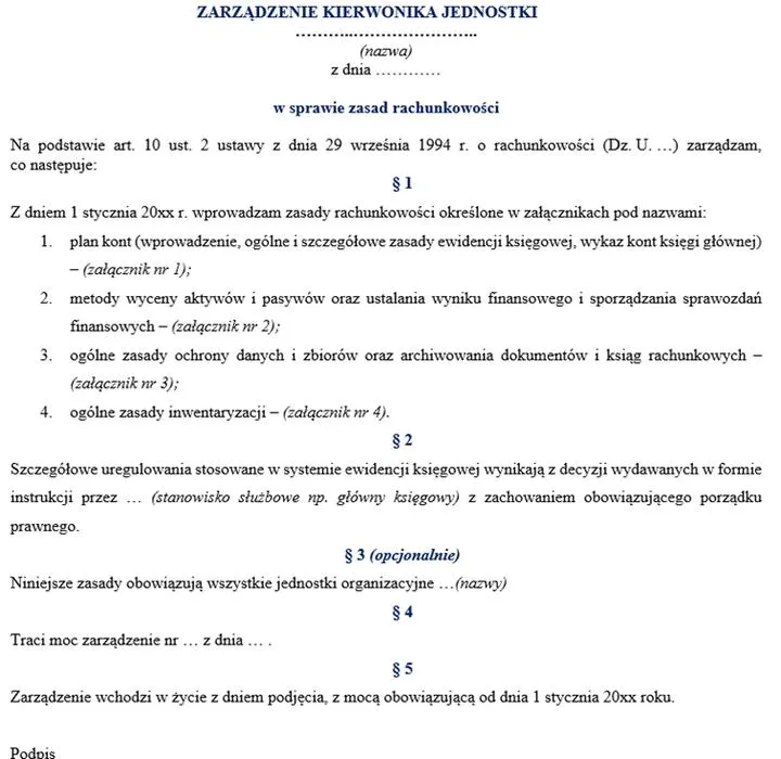 Obowiązki prawne w polityce rachunkowości